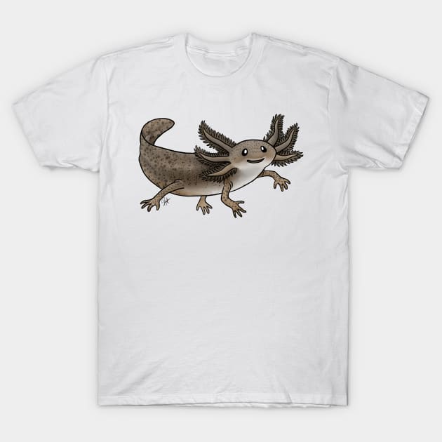 Amphibians - Axolotl - Wild Brown T-Shirt by Jen's Dogs Custom Gifts and Designs